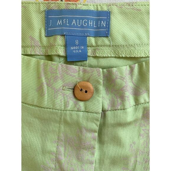 NEW J. McLaughlin Preppy Print Classic Green Straight Leg Summer Pants Size 8 - Picture 4 of 4